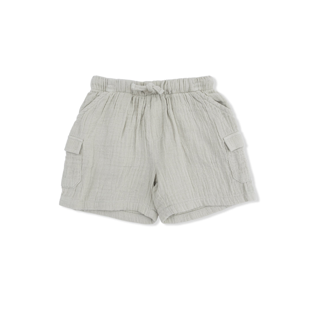 Light gray shorts with pockets on a white background