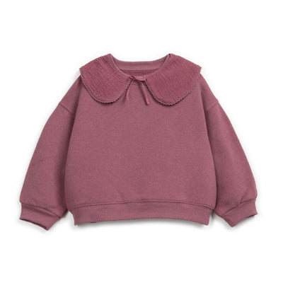 Eyelet Collar Sweatshirt - Dark Pink by Play Up