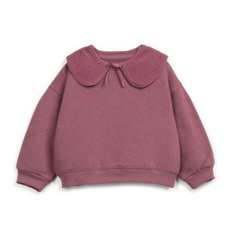 Eyelet Collar Sweatshirt - Dark Pink by Play Up