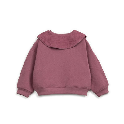 Eyelet Collar Sweatshirt - Dark Pink by Play Up