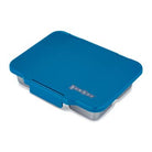 Blue and gray lunch box with 'yumbox' branding on a white background