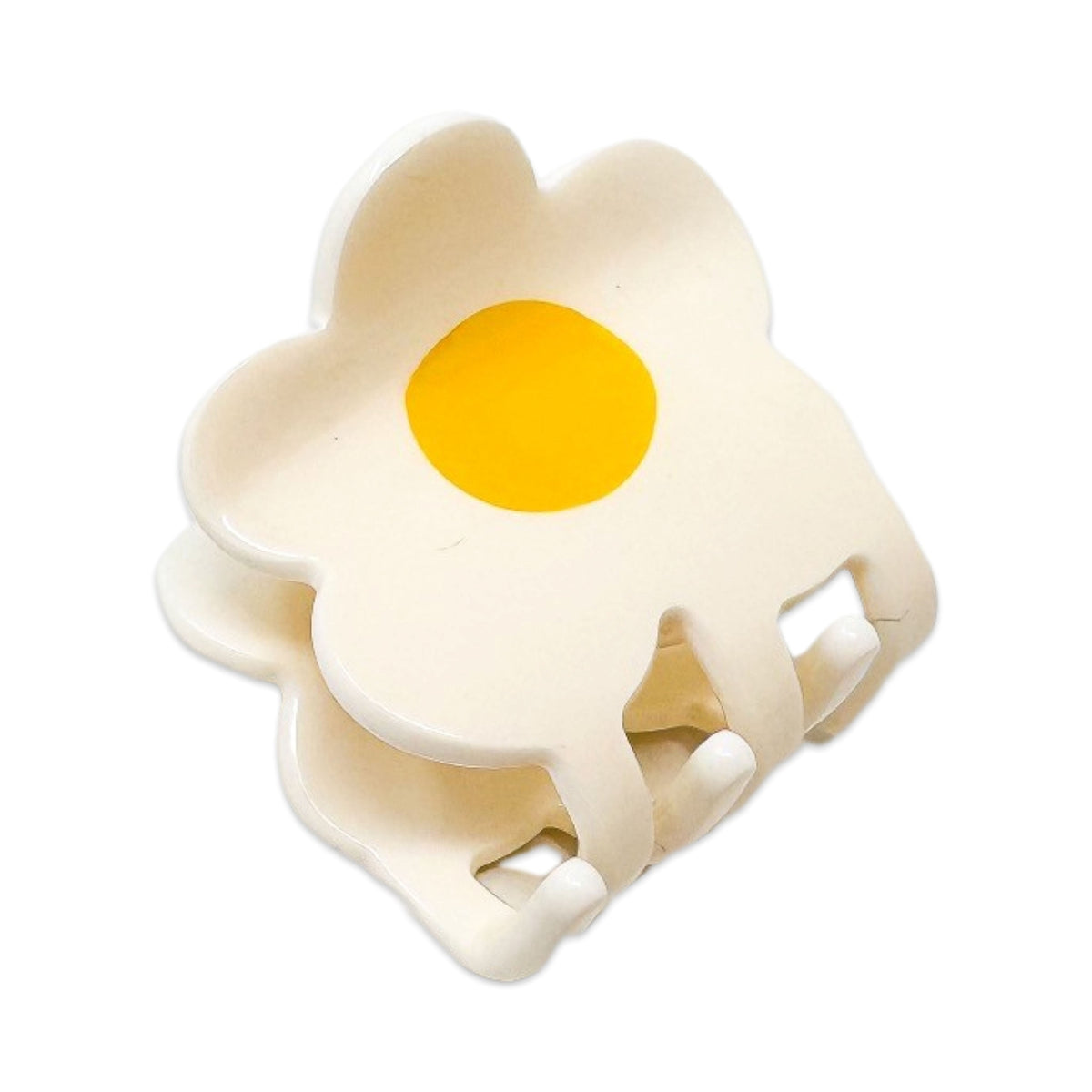 Fried egg-shaped cookie cutter on a white background