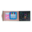 Coloring book set with markers and drawing on a white background