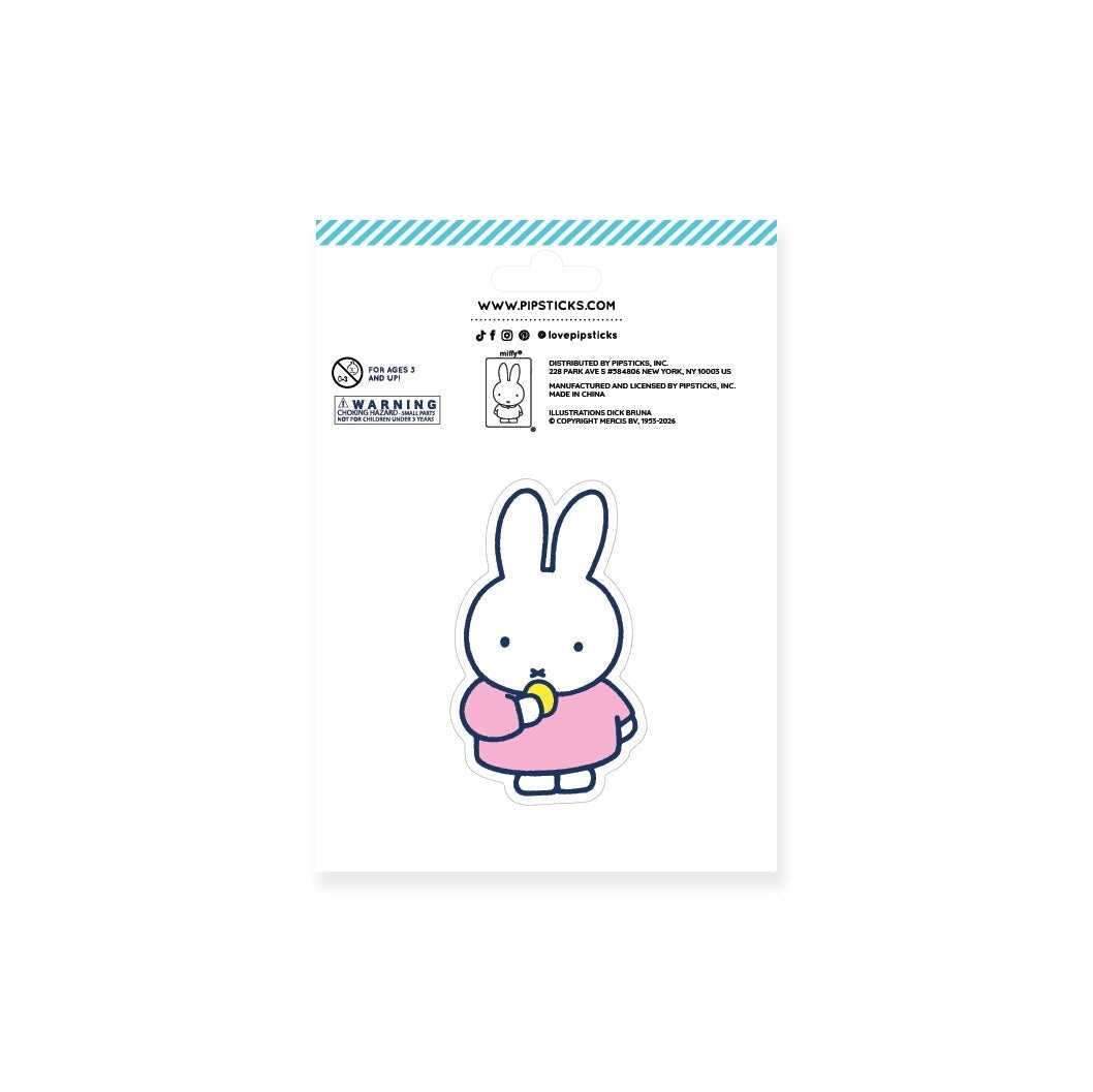 Back of a product packaging with a cartoon rabbit character and branding information.