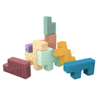 Colorful set of plastic blocks on a white background