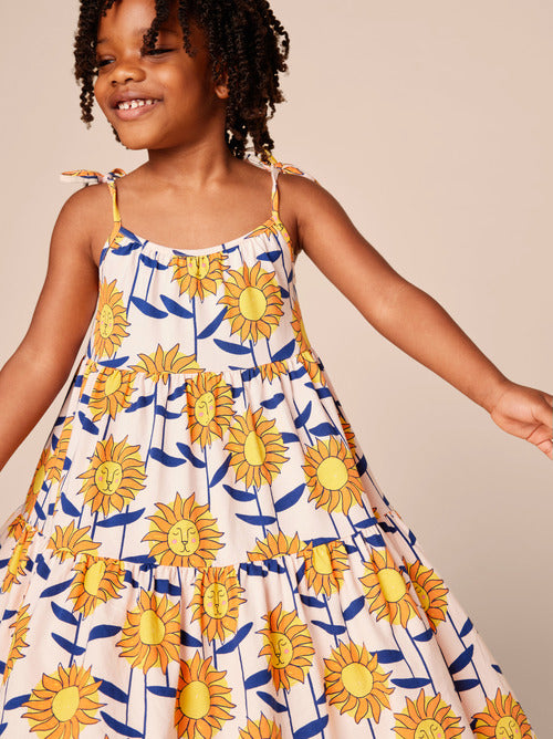 Tie Shoulder Tiered Dress - African Sunflowers by Tea Collection