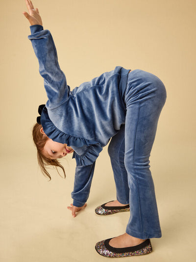 Very Velour Flare Pants - Naval Blue by Tea Collection