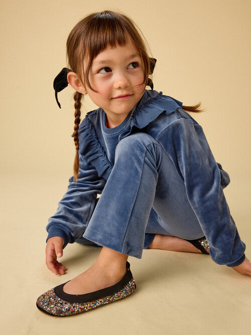 Very Velour Flare Pants - Naval Blue by Tea Collection