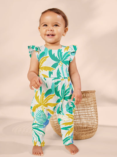 Tulip Sleeve Baby Romper - Turaco Palm by Tea Collection FINAL SALE