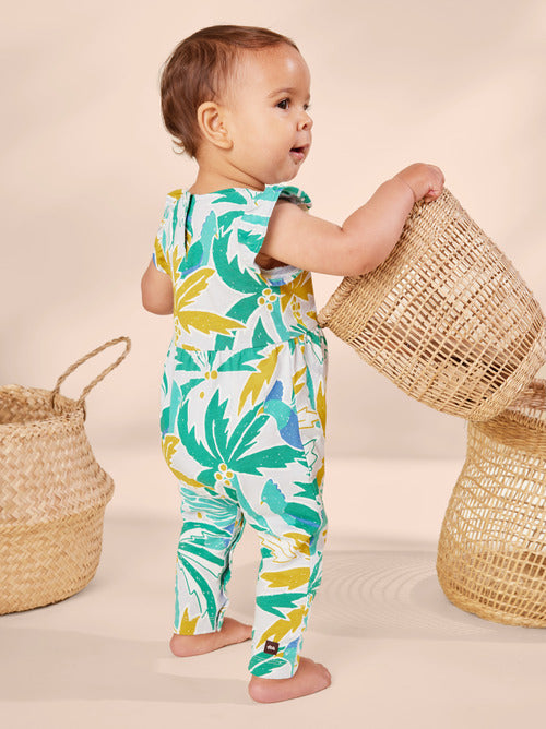 Tulip Sleeve Baby Romper - Turaco Palm by Tea Collection