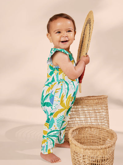 Tulip Sleeve Baby Romper - Turaco Palm by Tea Collection