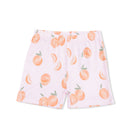 Shorts with peach pattern on a white background