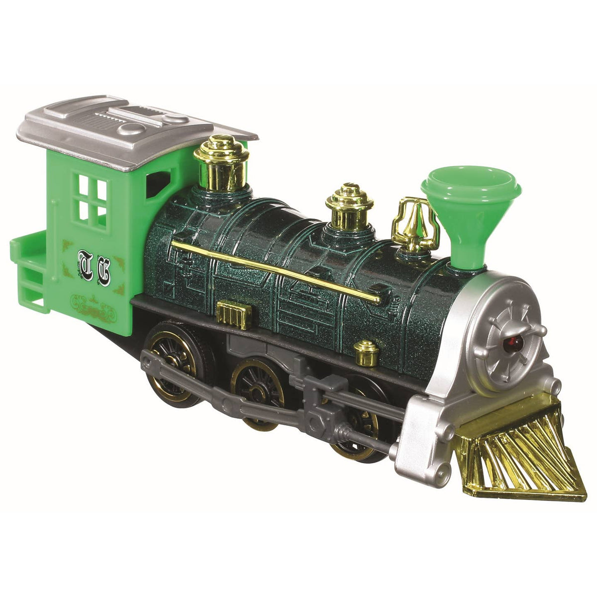 Toy steam locomotive on a white background