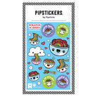 A package of Pipsticks scratch 'n sniff stickers featuring various playful designs with noodles and clouds, and the scent labeled as 'strawberry'.