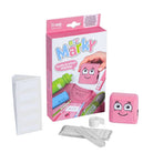 Pink 'On Marky' textile and school marker packaging with a cartoon character on a white background