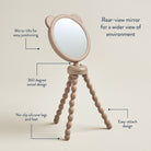Rear-view mirror with a 360-degree swivel design on a beige background