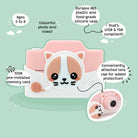 Children's camera with a cute animal design on a light green background