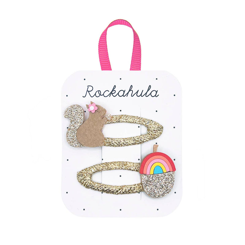 Squirrel and Rainbow Acorn Clips by Rockahula Kids