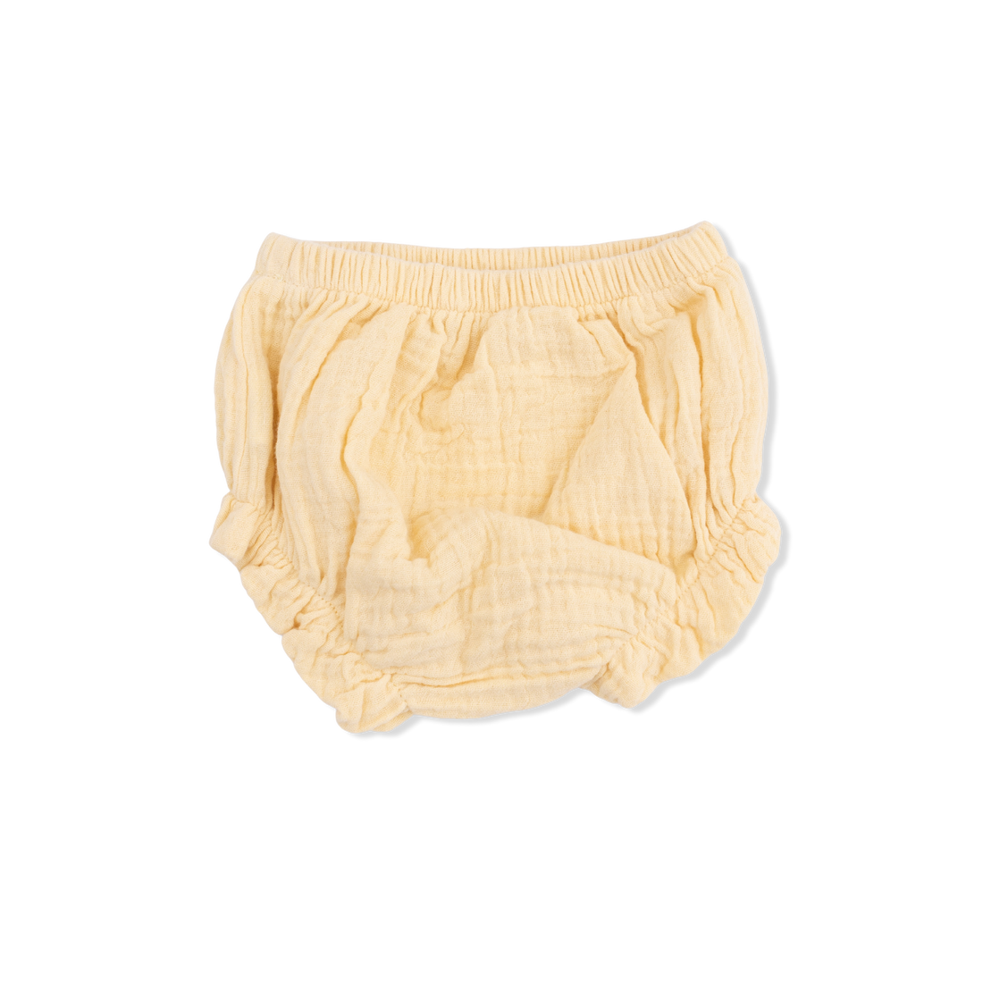 Yellow baby bloomers on a white background