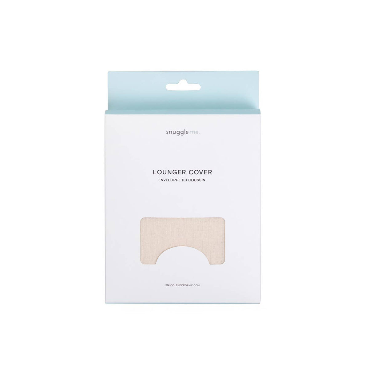 Package of a 'Lounger Cover' with 'snuggle' branding on a white background