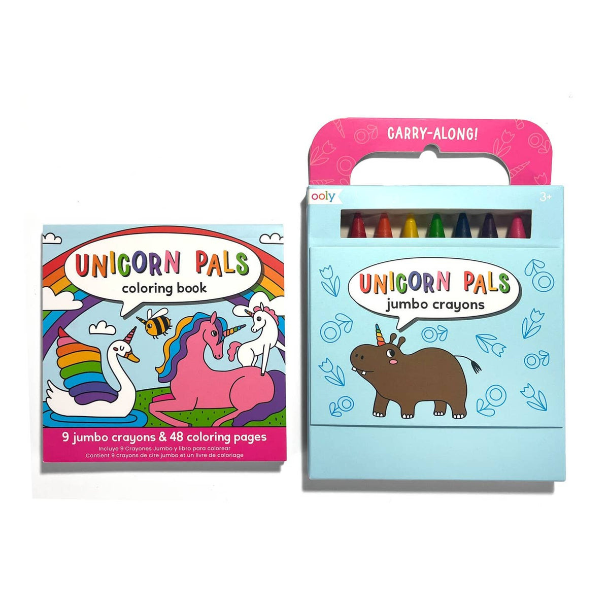 Unicorn Pals coloring book and crayon set on a white background
