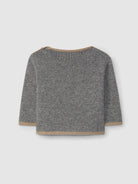 Gray knit cardigan on a light gray background