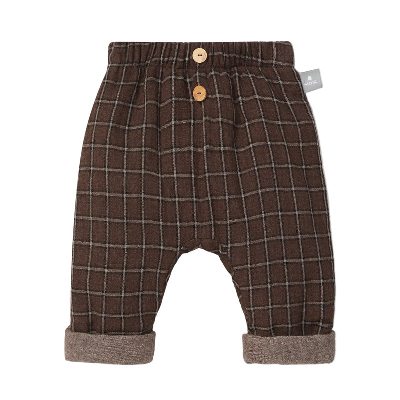 Organic Cotton Gauze Check Pants - Brown by Snug