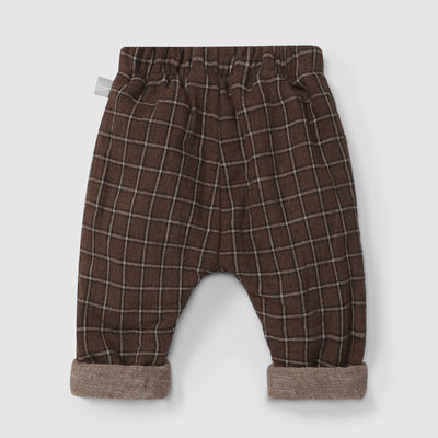 Organic Cotton Gauze Check Pants - Brown by Snug