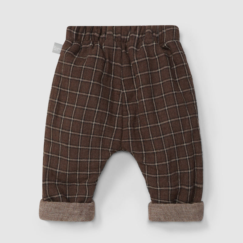 Organic Cotton Gauze Check Pants - Brown by Snug