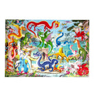 Colorful dragon-themed puzzle on a white background