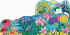 Colorful illustration of flowers and nature scenes on a white background