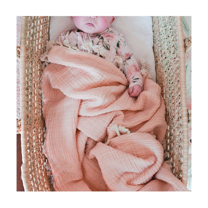 6 Layer Muslin Blanket - Desert Rose by Crane Baby