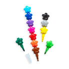 Colorful star-shaped markers on a white background