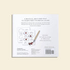 The back cover of the 'A Magical, Mess-Free Way to Learn First Words & Colors' activity book by Paige Tate & Co., displayed on a light beige background.