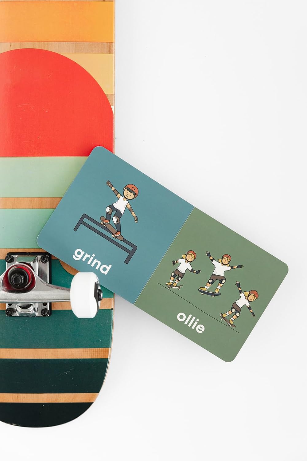 Two cards with skateboard illustrations and text on a white background