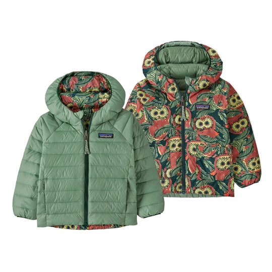 Baby Reversible Down Sweater Hoody - Saw See Owl: Cascade Green by Patagonia