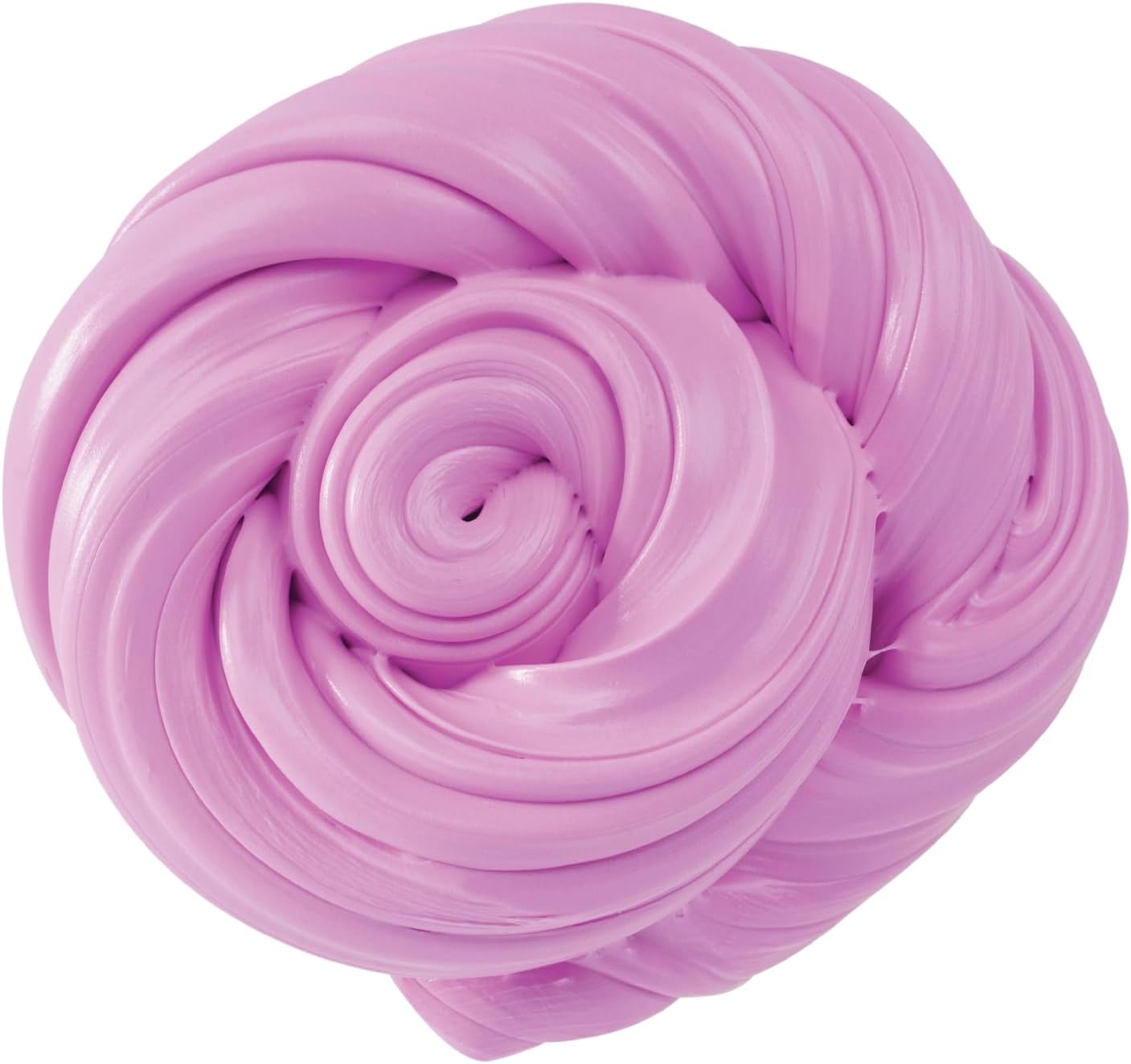 Pink slime in a twisted, flower-like shape on a white background