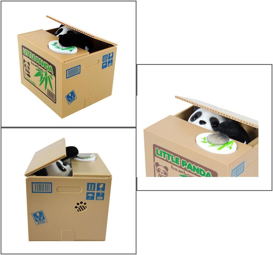 Cardboard box with a panda design and 'Little Panda' branding on a white background.