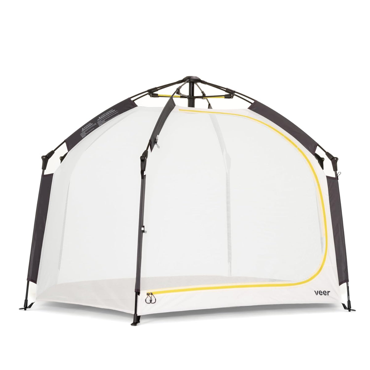 Portable sports net with black frame and clear mesh on a white background, featuring the brand 'veer'.