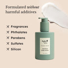 Kyte Skin sensitive body lotion bottle with text highlighting ingredients not used.