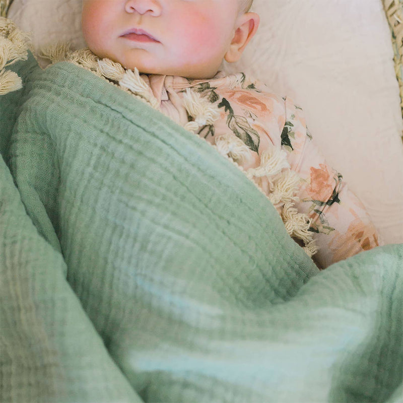 6 Layer Muslin Blanket - Evergreen by Crane Baby