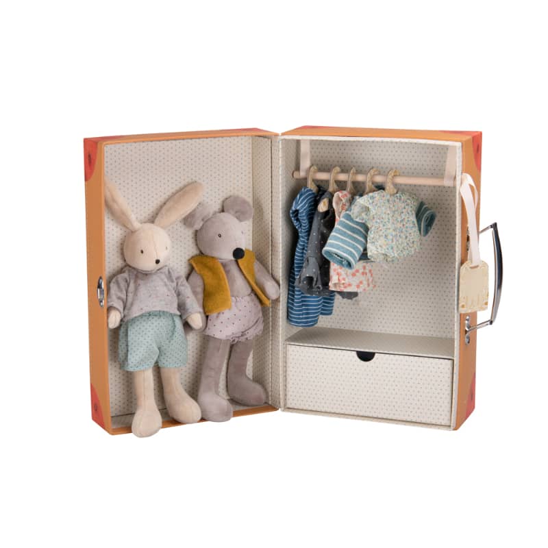 Rabbit and Mouse Wardrobe Suitcase by Moulin Roty