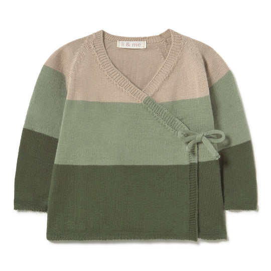 Knit Tricolor Kimono - Forest/Eucalyptus/Dune by Li & Me