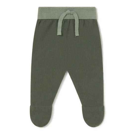 Knit Bicolor Footie - Forest/Eucalyptus by Li & Me