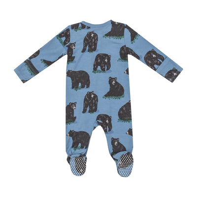 Bamboo 2 Way Zipper Footie - Black Bears by Angel Dear