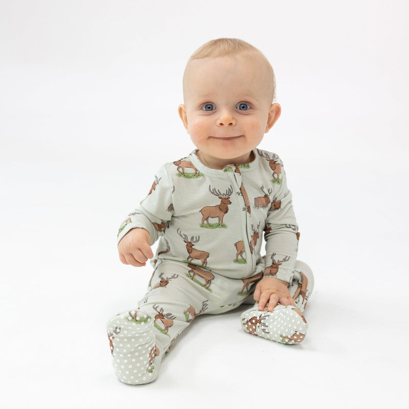 Bamboo 2 Way Zipper Footie - Elk by Angel Dear