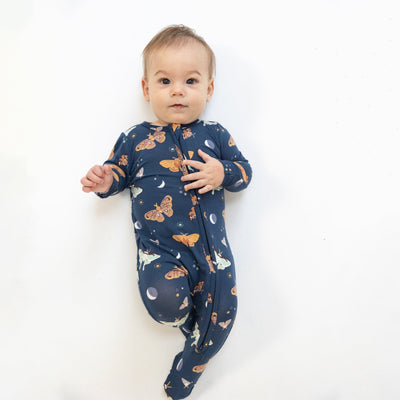 Bamboo 2 Way Zipper Footie - Moths by Angel Dear