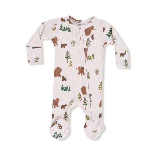 Bamboo 2 Way Zipper Footie - Sweet Brown Bears by Angel Dear