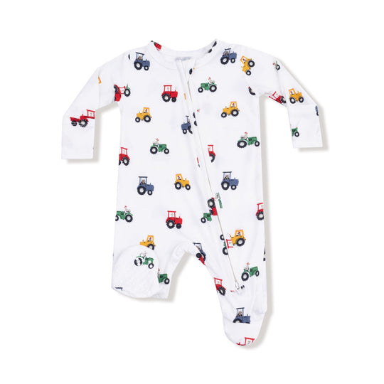 Bamboo 2 Way Zipper Footie - Mini Tractors by Angel Dear