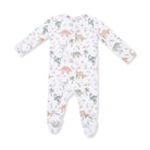 Baby onesie with dinosaur pattern on a white background